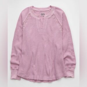 AE Big women’s Hug Notch Neck Waffle Sweatshirt color Purple Wash size XL